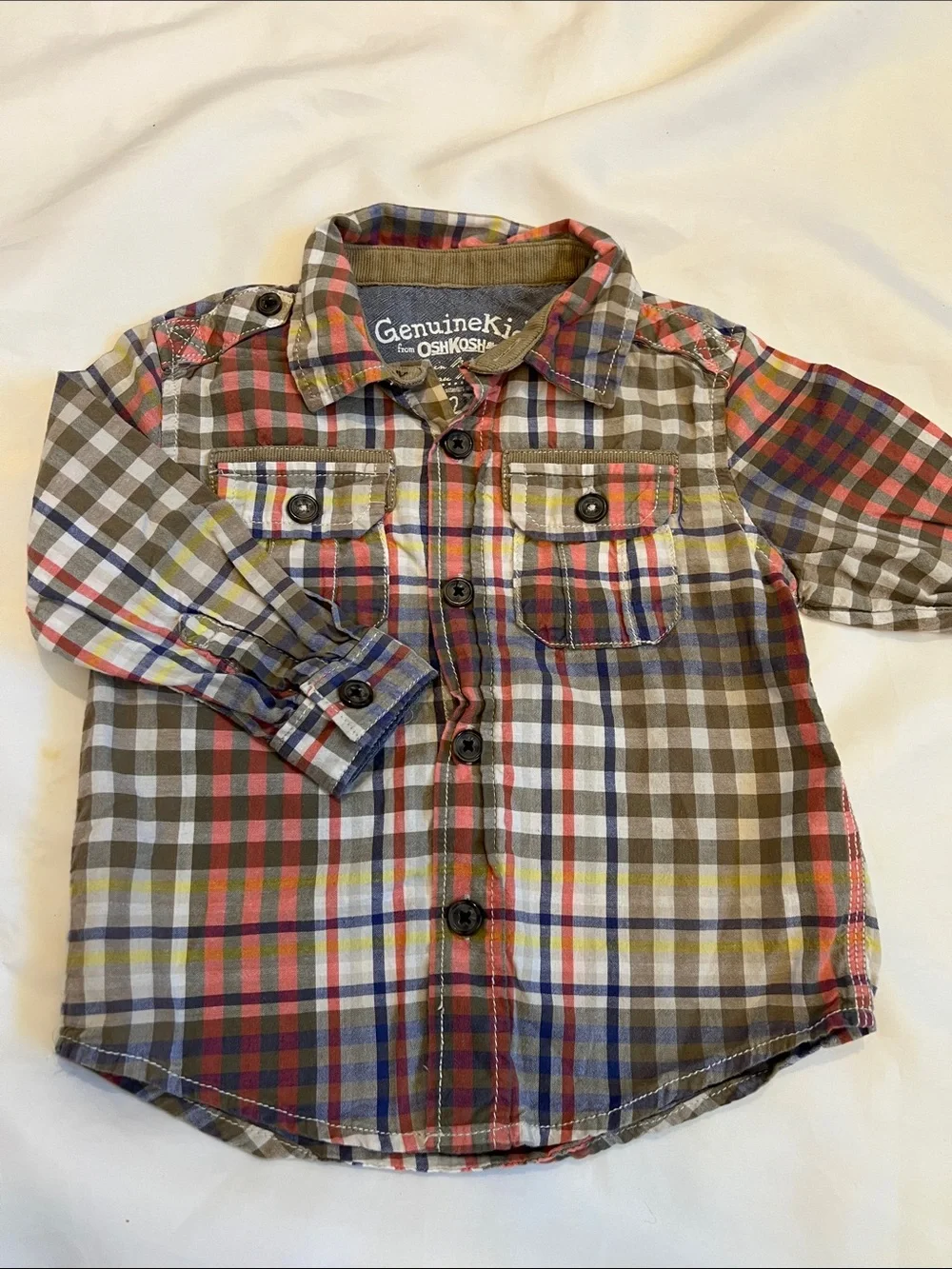 “Bundle 10/$13” OshKosh Genuine Kids 2T Plaid Button‑Front Shirt toddler boy - Picture 1 of 6